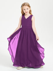 Boho Sleeveless Junior Chiffon Bridesmaids Gown Grape