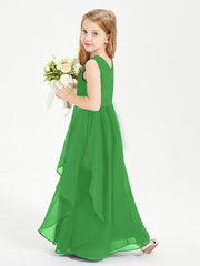 Boho Sleeveless Junior Chiffon Bridesmaids Gown Green