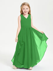 Boho Sleeveless Junior Chiffon Bridesmaids Gown Green
