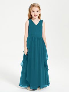 Boho Sleeveless Junior Chiffon Bridesmaids Gown Ink Blue