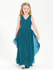 Boho Sleeveless Junior Chiffon Bridesmaids Gown Ink Blue