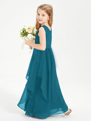 Boho Sleeveless Junior Chiffon Bridesmaids Gown Ink Blue