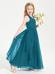 Boho Sleeveless Junior Chiffon Bridesmaids Gown Ink Blue