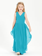 Boho Sleeveless Junior Chiffon Bridesmaids Gown Jade
