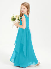 Boho Sleeveless Junior Chiffon Bridesmaids Gown Jade
