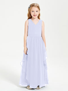 Boho Sleeveless Junior Chiffon Bridesmaids Gown Lavender