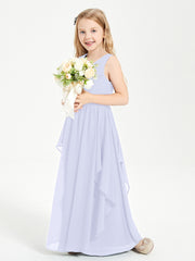 Boho Sleeveless Junior Chiffon Bridesmaids Gown Lavender