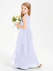 Boho Sleeveless Junior Chiffon Bridesmaids Gown Lavender