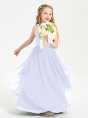 Boho Sleeveless Junior Chiffon Bridesmaids Gown Lavender