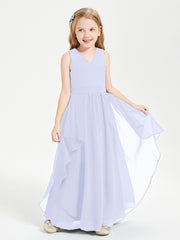 Boho Sleeveless Junior Chiffon Bridesmaids Gown Lavender