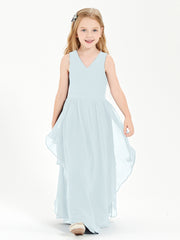 Boho Sleeveless Junior Chiffon Bridesmaids Gown Mist