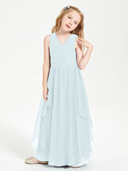 Boho Sleeveless Junior Chiffon Bridesmaids Gown Mist
