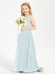 Boho Sleeveless Junior Chiffon Bridesmaids Gown Mist