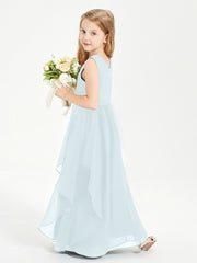 Boho Sleeveless Junior Chiffon Bridesmaids Gown Mist
