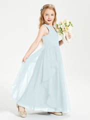 Boho Sleeveless Junior Chiffon Bridesmaids Gown Mist