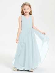 Boho Sleeveless Junior Chiffon Bridesmaids Gown Mist