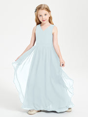 Boho Sleeveless Junior Chiffon Bridesmaids Gown Mist