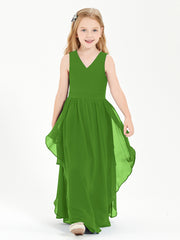 Boho Sleeveless Junior Chiffon Bridesmaids Gown Moss