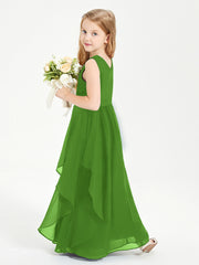 Boho Sleeveless Junior Chiffon Bridesmaids Gown Moss