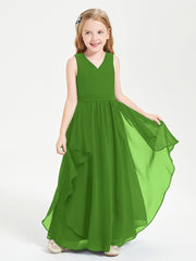Boho Sleeveless Junior Chiffon Bridesmaids Gown Moss