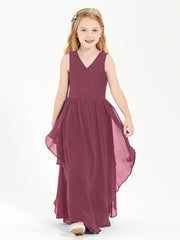 Boho Sleeveless Junior Chiffon Bridesmaids Gown Mulberry