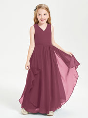 Boho Sleeveless Junior Chiffon Bridesmaids Gown Mulberry