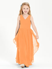Boho Sleeveless Junior Chiffon Bridesmaids Gown Orange
