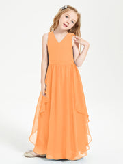 Boho Sleeveless Junior Chiffon Bridesmaids Gown Orange