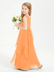 Boho Sleeveless Junior Chiffon Bridesmaids Gown Orange