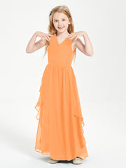 Boho Sleeveless Junior Chiffon Bridesmaids Gown Orange