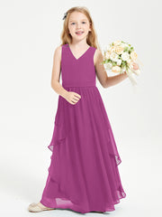 Boho Sleeveless Junior Chiffon Bridesmaids Gown Orchid