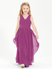 Boho Sleeveless Junior Chiffon Bridesmaids Gown Orchid