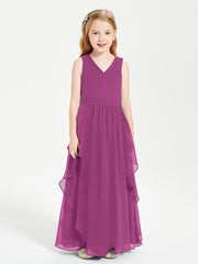 Boho Sleeveless Junior Chiffon Bridesmaids Gown Orchid