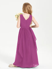 Boho Sleeveless Junior Chiffon Bridesmaids Gown Orchid