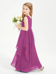 Boho Sleeveless Junior Chiffon Bridesmaids Gown Orchid
