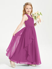 Boho Sleeveless Junior Chiffon Bridesmaids Gown Orchid
