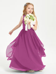 Boho Sleeveless Junior Chiffon Bridesmaids Gown Orchid