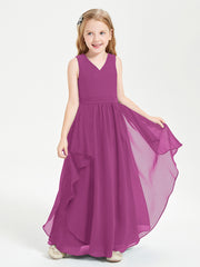 Boho Sleeveless Junior Chiffon Bridesmaids Gown Orchid