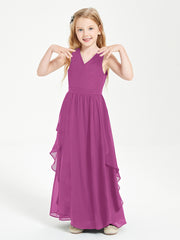 Boho Sleeveless Junior Chiffon Bridesmaids Gown Orchid