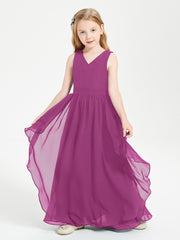 Boho Sleeveless Junior Chiffon Bridesmaids Gown Orchid