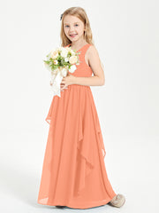 Boho Sleeveless Junior Chiffon Bridesmaids Gown Papaya