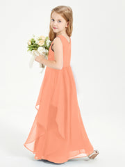 Boho Sleeveless Junior Chiffon Bridesmaids Gown Papaya