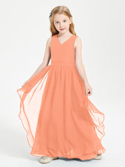 Boho Sleeveless Junior Chiffon Bridesmaids Gown Papaya