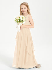 Boho Sleeveless Junior Chiffon Bridesmaids Gown Peach