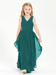 Boho Sleeveless Junior Chiffon Bridesmaids Gown Peacock