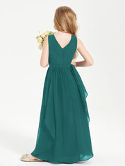 Boho Sleeveless Junior Chiffon Bridesmaids Gown Peacock