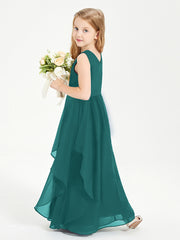 Boho Sleeveless Junior Chiffon Bridesmaids Gown Peacock