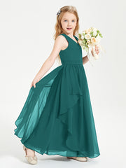 Boho Sleeveless Junior Chiffon Bridesmaids Gown Peacock