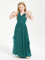 Boho Sleeveless Junior Chiffon Bridesmaids Gown Peacock