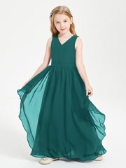 Boho Sleeveless Junior Chiffon Bridesmaids Gown Peacock